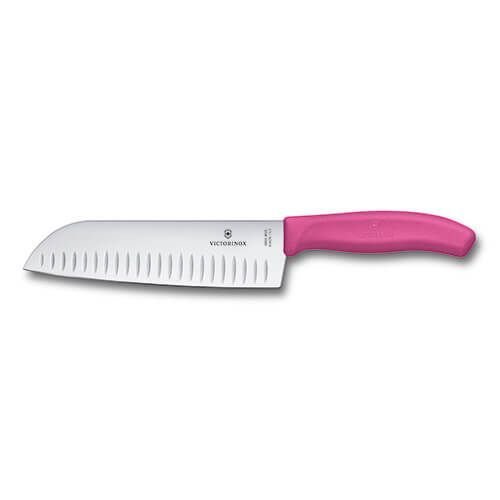 Victorinox Swiss Classic Pink 17cm Santoku Knife Fluted Blade